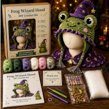 (frog) Halloween-Fantasy-Kapuzenmütze: DIY-Häkelset, Tier-Strickset, Handarbeitsprojekt, kreatives Deko-Geschenk für Erwachsene