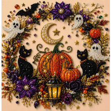 (20X20cm, pumpkin) Halloween 5D Diamantmalerei-Set, Kürbis DIY Wanddeko Geschenk