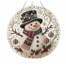 (20X20cm, snowman) DIY-Perlen-Diamant-Kunst-Sonnenfänger, weihnachtliche Hängedekoration für Fenster und Wand