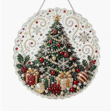 (20X20cm, Tree) DIY-Perlen-Diamant-Kunst-Sonnenfänger, weihnachtliche Hängedekoration für Fenster und Wand