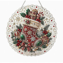 (20X20cm, sock) DIY-Perlen-Diamant-Kunst-Sonnenfänger, weihnachtliche Hängedekoration für Fenster und Wand