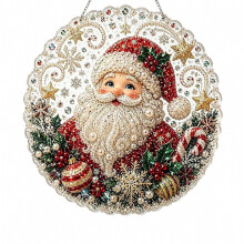 (20X20cm, Santa Claus) DIY-Perlen-Diamant-Kunst-Sonnenfänger, weihnachtliche Hängedekoration für Fenster und Wand