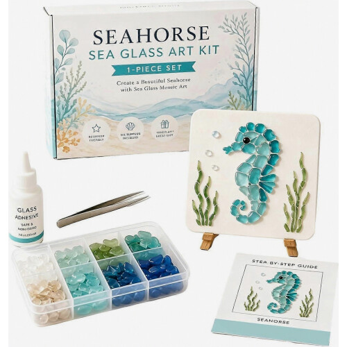 (Haima) DIY Sea Glass Craft Kit,Beginner Handmade Art Decoration Set