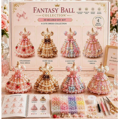 (cute dress) Κιτ κατασκευής φορέματος νεράιδας με χάντρες, χειροποίητο σετ τέχνης
