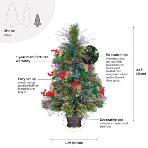 2.6ft Premier Fibre Optic Snow Tip Pre - Lit Artificial Christmas Tree