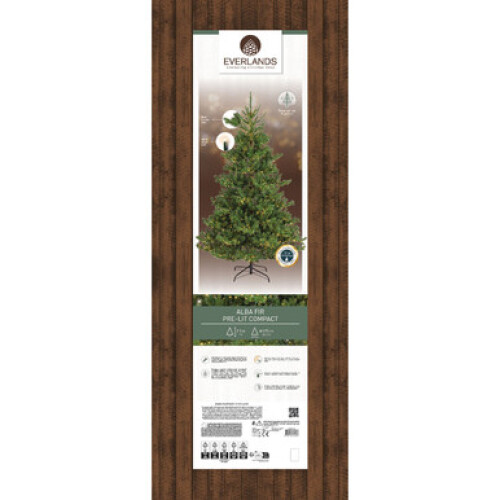 7ft Everlands Pre-Lit Alba Fir Artificial Christmas Tree