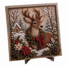 (deer) DIY 3D Punch Needle Stickset Weihnachtsstoff Heimdekoration