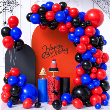 Red Blue Black Balloon Arch, 111PCS Birthday Balloon for Spider Party Decor