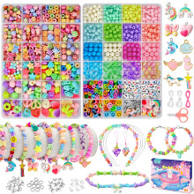 Bridokit Beads Bracelet Making Kits for Girls, 4 Types of Beads for Necklace Jewellery Phone Charm, with Glass Bead