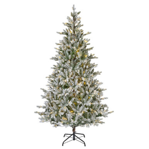 7ft Everlands Pre-Lit Snowy Allison Pine Artificial Christmas Tree