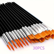 (30pcs) [Professional Artist Brushes] 30/50 PCS Professional Artist Brushes Collection - Black Nylon Bristle, Suitable For Oil Painting ,