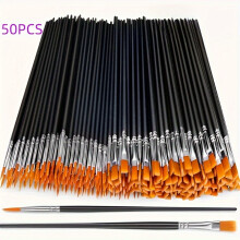 (50pcs) [Professional Artist Brushes] 30/50 PCS Professional Artist Brushes Collection - Black Nylon Bristle, Suitable For Oil Painting ,