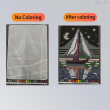 32 Themed DIY Art Painting Coloring Book For Kids, Fun Grid Pattern Coloring Pages, Enhance Concentration Creativity, Ideal
