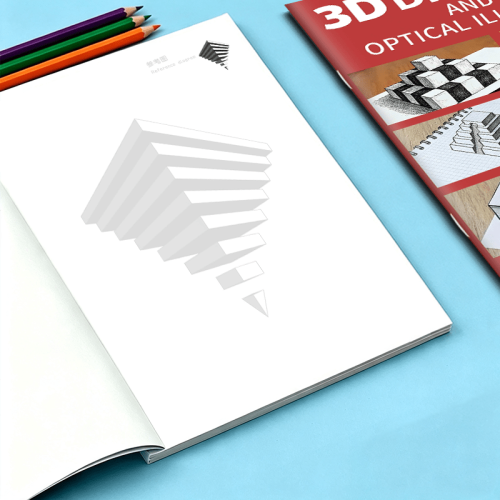 Optical Illusion Drawing Book, How To Draw 3D Drawing Page, Creates 3D Effect Through Gray And Black, Features 16 Optical
