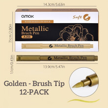 (1) 6/12 Piece Metallic Markers With Flexible Tip (1-4mm), Quick Drying, Full Coverage, Vibrant Metallic Finish