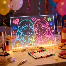 (30*20) LED Magic Drawing Board, New 2026 USB Powered LED Drawing Board With 7 Color Pens, Anti-Scratch Adjustable Erase LED Acrylic