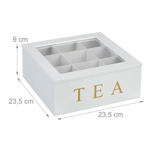 Weiße Teebox mit 9 Fächern