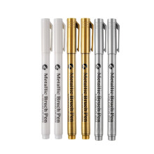 (5) 6/12 Piece Metallic Markers With Flexible Tip (1-4mm), Quick Drying, Full Coverage, Vibrant Metallic Finish