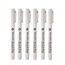 (4) 6/12 Piece Metallic Markers With Flexible Tip (1-4mm), Quick Drying, Full Coverage, Vibrant Metallic Finish