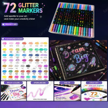 72-Color Professional Highlighter Set, Dual-Ended Watercolor Pens, Quick-Drying Ink - Fine Tip To Tip For Scrapbooking, Card