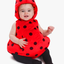 (6-9M) Cute Little Ladybug Triangle Onesie, Autumn And Winter Thickened Warm Onesie, Newborn Cartoon Onesie