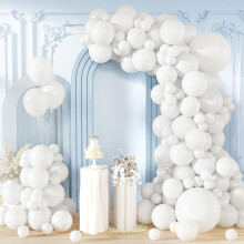 White Balloons, 130PCS White Balloon Arch Kit for Birthday Party Decoration