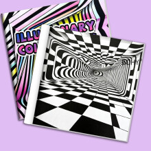 (24 pages) 1 Stress Relief Abstract Coloring Book For Adults, 24 Pages Of 3D Illusion Themed Coloring Patterns