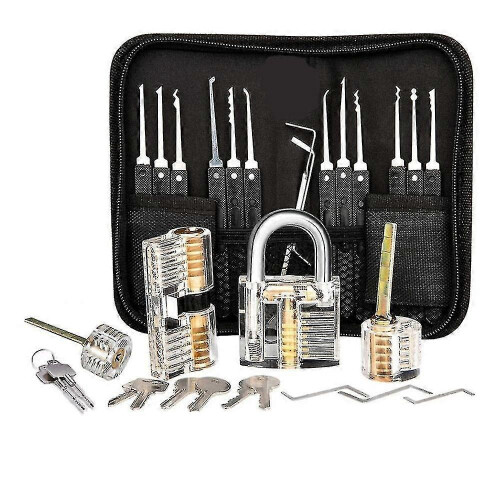 Lock Picking Kit, 25-piece Lock Picking Kit, Practice Tools With 3 Clear Locks_a
