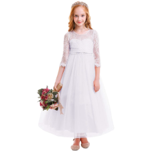 Mädchen Maxikleid Festlich Spitze Elegant Weiß 140 cm — festliches kleid mädchen, maxikleid spitze weiß