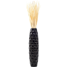 Jarrón de Suelo de Madera Decorativo Boho Alto Negro 70 cm — jarrón alto negro, jarrón suelo madera, decoración boho