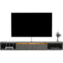 Mueble Flotante de Pared para TV, Estante de Madera Gris, 140 cm — mueble tv pared, estante gris, soporte tv flotante