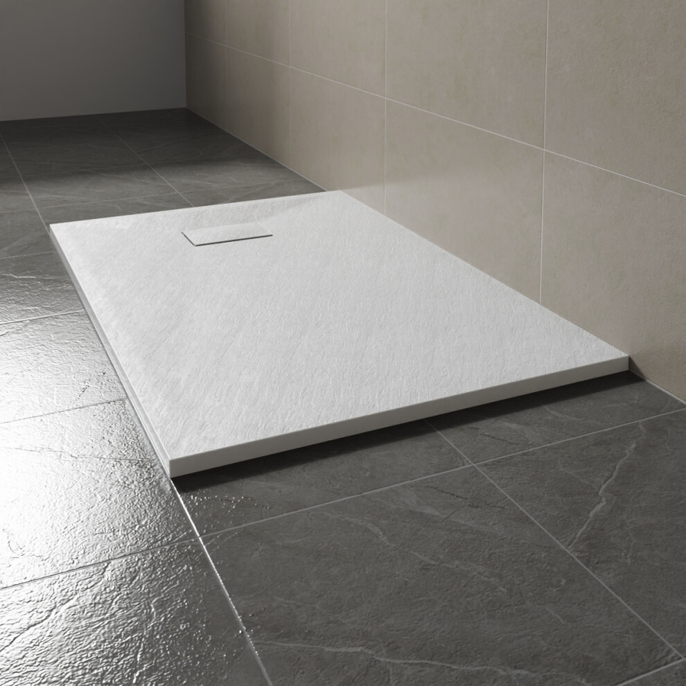 (1400X800mm) Sundaze Smc White Rectangle Slate Effect Bathroom Shower Tray 5063123584098