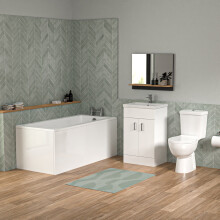 Bathroom Suite 1500mm Square Bathtub With 500mm Freestanding Vanity and Toilet