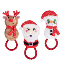 1 Christmas Dog Rope Toy Squeaky Crinkly Festive