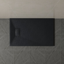 (1000x700mm) SunDaze SMC Black Rectangle Slate Effect Bathroom Shower Tray