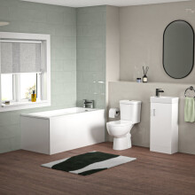 Bathroom Suite 1400mm Square Bathtub With 400mm Freestanding Vanity and Toilet