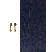 3mm Navy Blue Novelty Nylon Floral Edge Lace Zip By the Meter