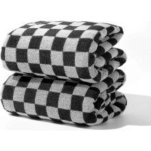 Soft Checkered Bath Towels - Premium Cotton, Highly Absorbent for Everyday Use
