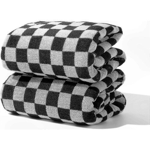 Soft Checkered Bath Towels - Premium Cotton, Highly Absorbent for Everyday Use
