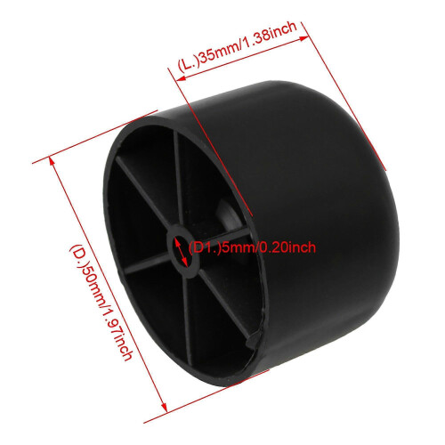 12 x Στρογγυλά Μαύρα Πλαστικά Πόδια Επίπλων 50mm Dia για Πόδια Γραφείου, Καρέκλας 2