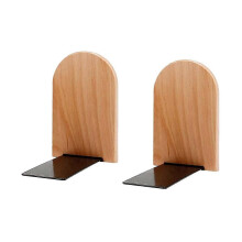 Paire de serre-livres en bois pour étagère de bureau ou de maison, taille standard.