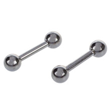 Paire de boucles d'oreilles pour homme, en acier inoxydable, avec barre à billes de 3 mm, noires.
