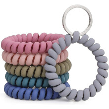 6er-Pack dehnbare Armbänder, Armband-Schlüsselanhänger, flexible Spiralarmbänder mit Schlüsselring