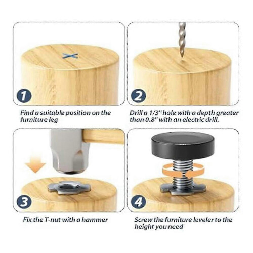 1/4In-10 UNC-gevind justerbare møbelnivelleringsfødder kompatible med Stability 2