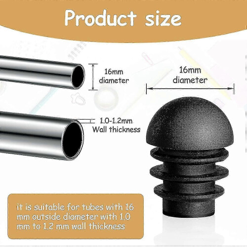 Runde stolebenpropper, 24 stk., 16 mm udvendig diameter plastik endekapper til stoleben, stoleben endekapper 1