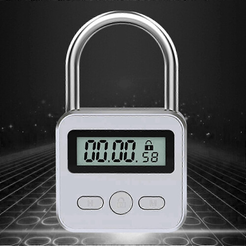 Metal Timer Lock LCD Time 99 Hours Max Timing USB Timer Padlock-Good 1
