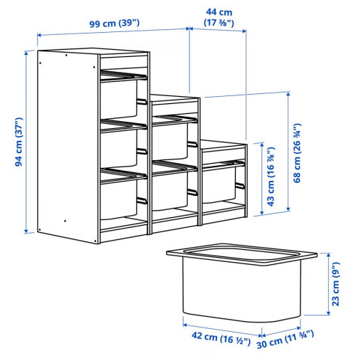 IKEA TROFAST Storage Unit with 6 Boxes 99x44x94cm 2