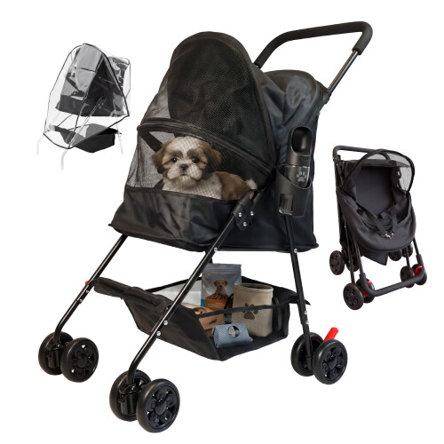 Jirox Pet Stroller Eco & Raincover, Maximum Load 15kg