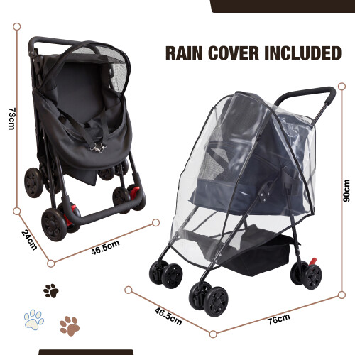 Jirox Pet Stroller Eco & Raincover, Maximum Load 15kg 2