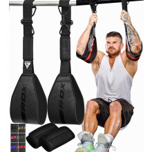 Gepolsterte Bauchgurte aus Leder mit D-Ring für Bauchübungen, Klimmzüge, Beinheben, Fitnessstudio-Training, verstellbare Armgurte